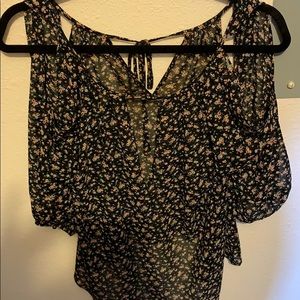 Black floral blouse